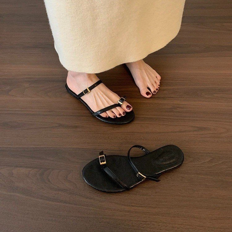 平底外穿夹趾拖鞋女鞋夏季新款海边沙滩鞋罗马鞋凉鞋设计感凉拖鞋