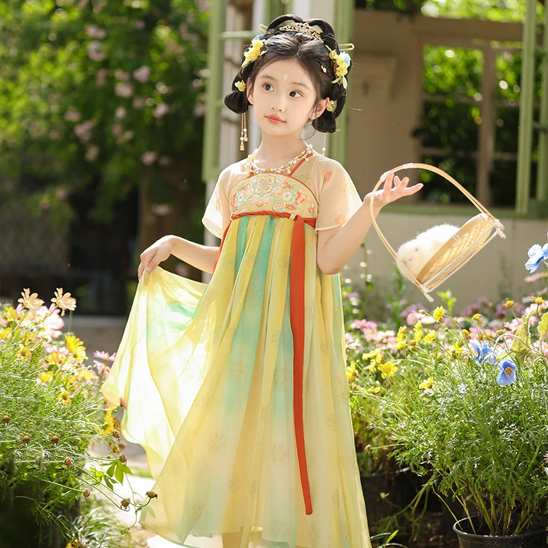 古月家.青艾 汉服女童夏季儿童古风仙气国风襦裙小女孩古装表演服
