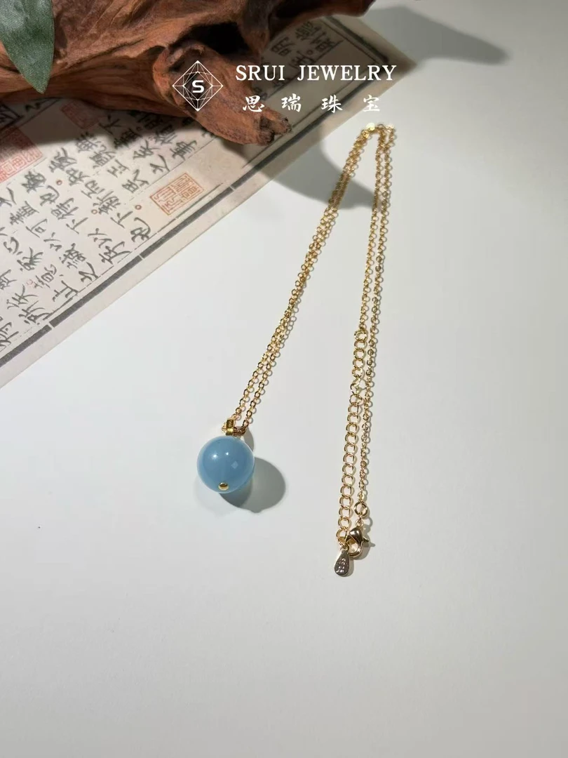 【思瑞】天然 高阶  海蓝宝吊坠925银扣  多样性发其一