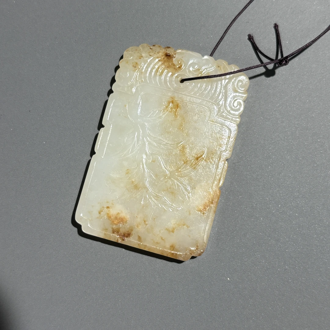 清代和田玉福寿牌