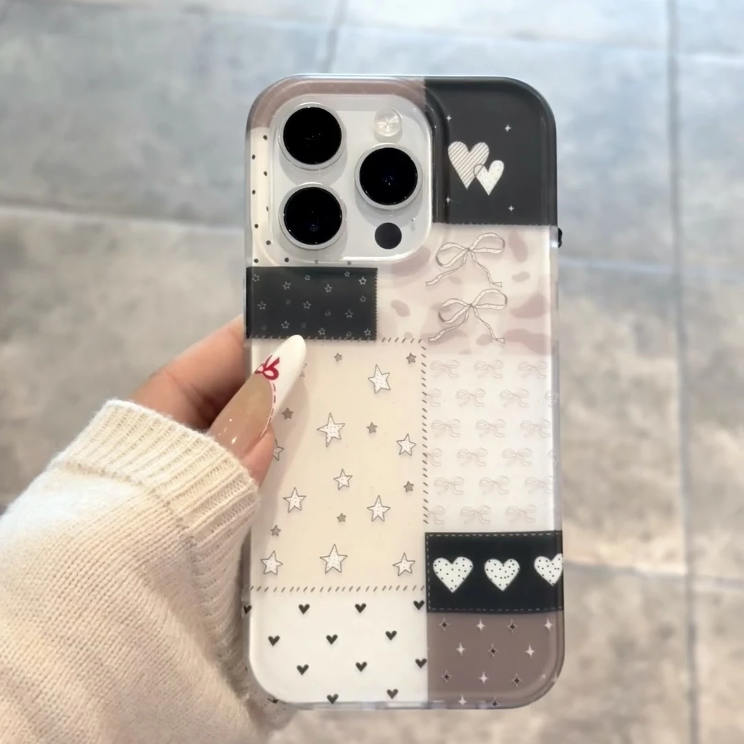 黑色拼接适用苹果iphone小米15/14/13pro防摔vivo华为oppo手机壳