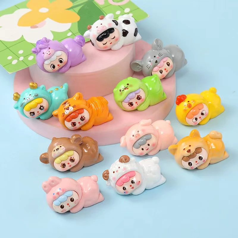 【直播拆】九宫格+对碰+许愿 实色趴趴十二生肖潮玩树脂产品diy摆件