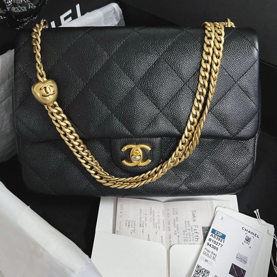 99新 Chanel/香奈儿 23P爱心金球大号方胖子 芯片款 E67A