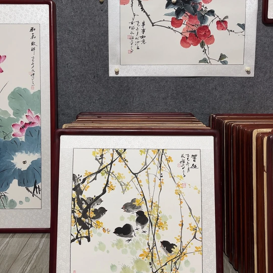 国画书画作品带框63×63