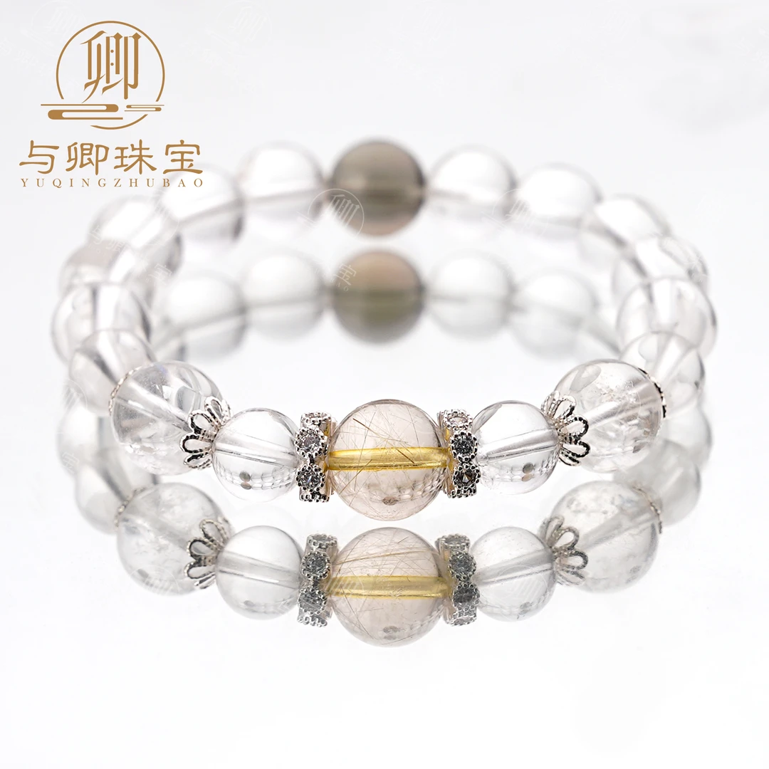 【临江仙】与卿珠宝 金发晶11m+白水晶8mm+白水晶10mm+茶晶10mm