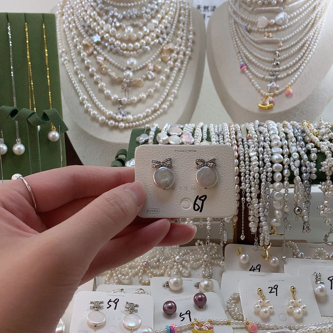 银S925镶嵌耳饰淡水珍珠