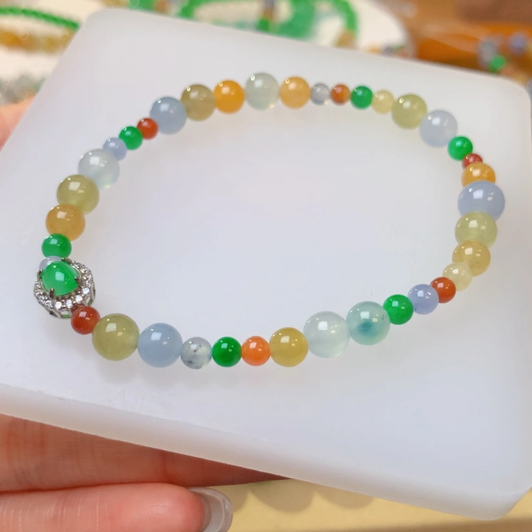 定制翡翠未镶嵌冰阳绿蛋面点睛 缤纷多宝