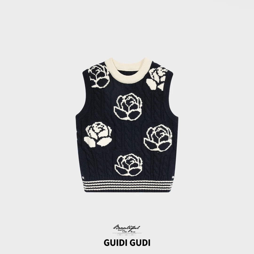 GUIDI GUDI【玫瑰之城】时尚休闲风格马甲/黄加蓝