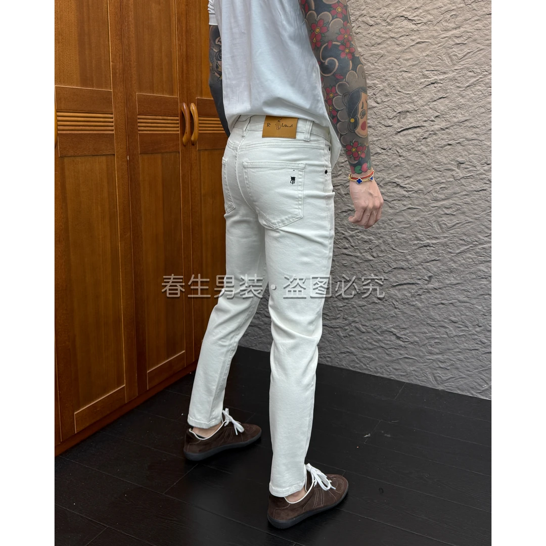 2025早秋新款时尚休闲百搭修身小脚净版刺绣牛仔裤6008