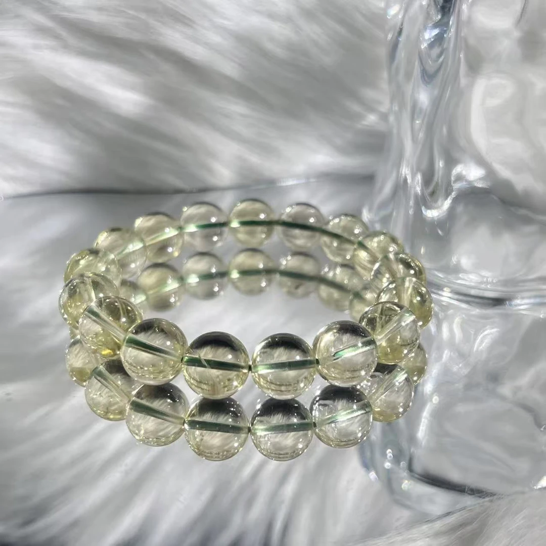 天然老矿青柠黄水晶单圈手串-Z094多样性发其一