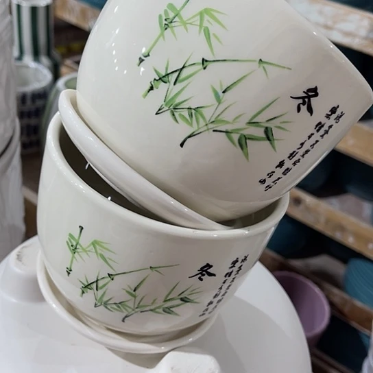 多肉绿植陶瓷花盆9.9包邮，有孔