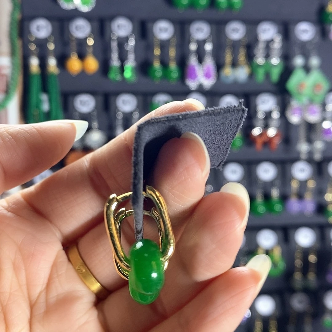 翡翠银S925镶嵌耳饰120