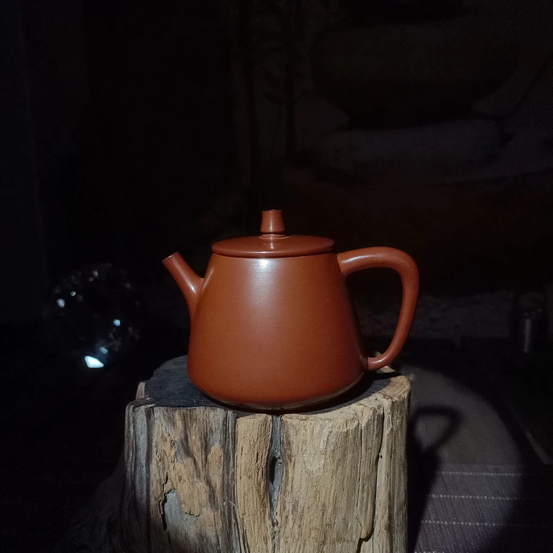 陈华源手拉老朱泥高瓢壶 原矿朱泥明炉壶 大口实用泡茶壶紫砂壶