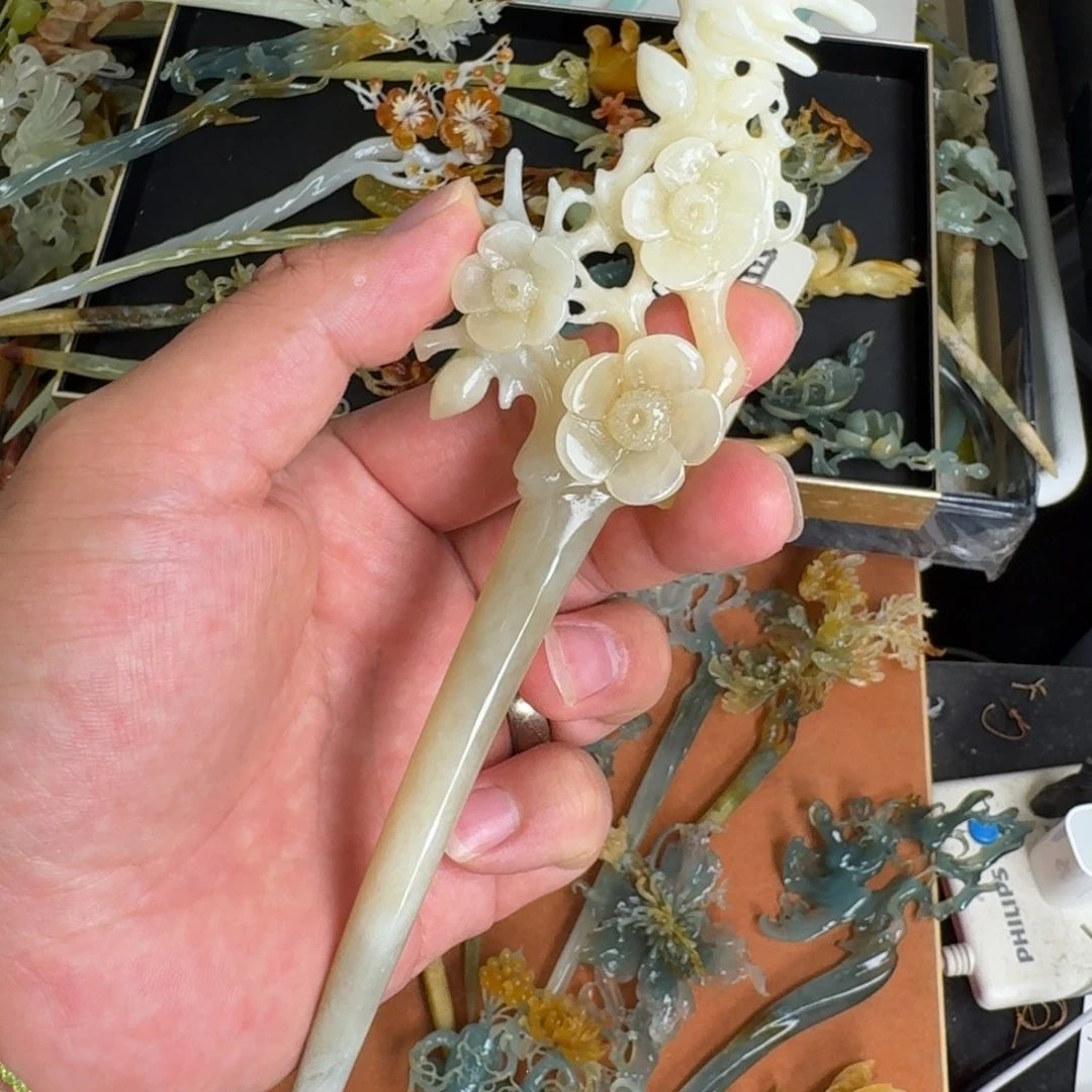 岫玉未镶嵌发饰明君玉簪就是好看