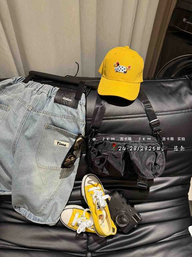 【新疆包邮】夏季新款中童字母百搭牛仔中裤H468