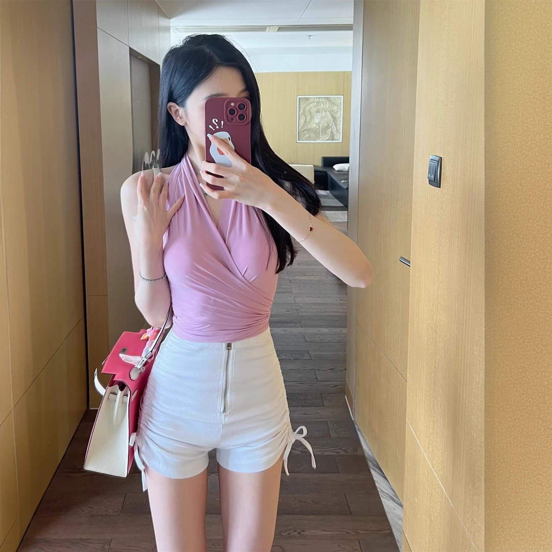 【PH02917 】健身房里的傲娇 抽绳弹力高腰收腹包臀调节短裤
