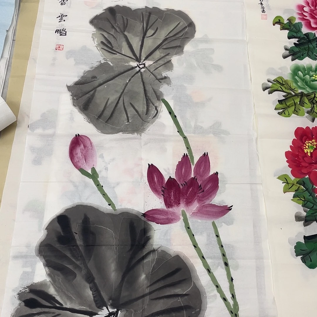 国画国画作品原稿四尺竖荷花