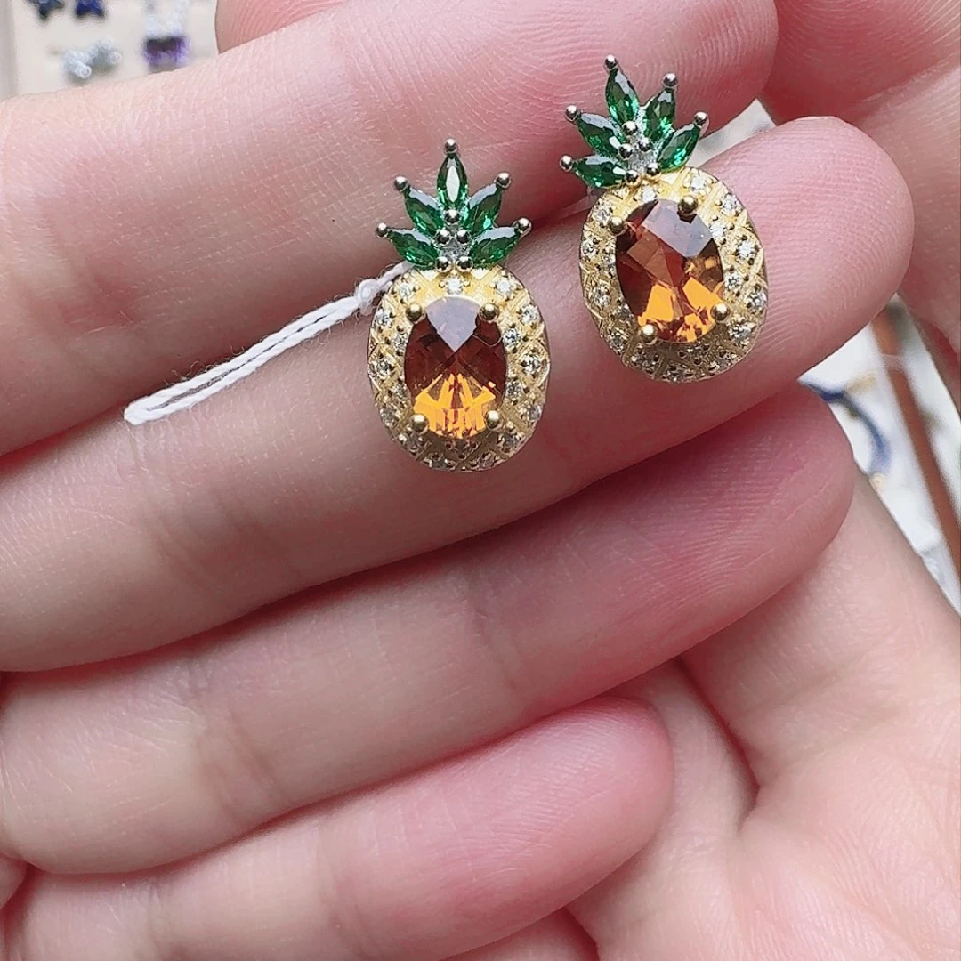 水晶耳饰银S925镶嵌耳钉181