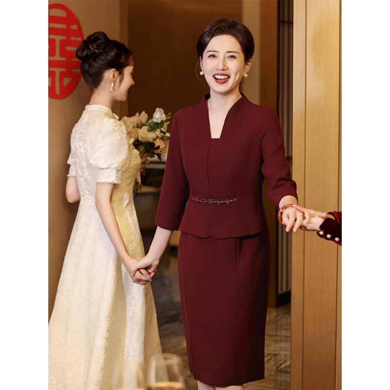 喜婆婆旗袍改良连衣裙2025中年妈妈婚宴端大气婚宴礼服平时可穿