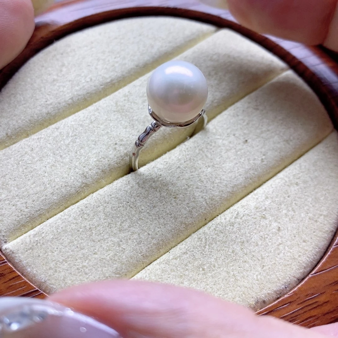 戒指银S925镶嵌淡水珍珠