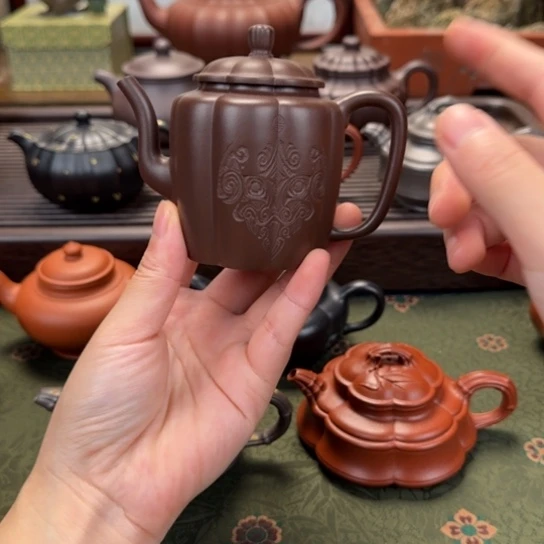 茶壶紫砂宫灯刻绘