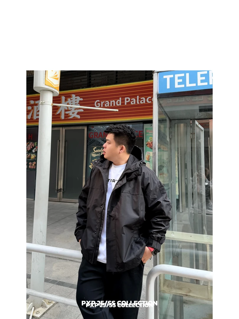 男士春夏开衫夹克胖子穿衣搭配大码男装微胖风衣男春季外套LW8613