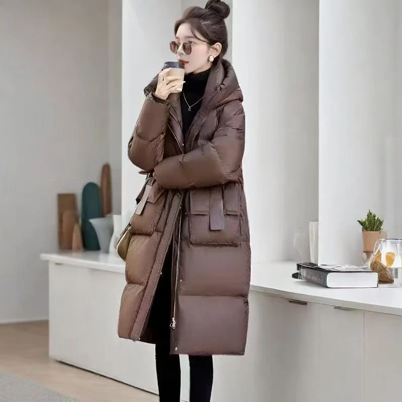 棉服女长款2025冬季新款宽松面包服加厚棉衣连帽棉服外套