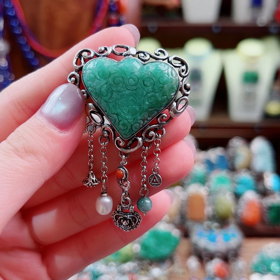 翡翠银S925镶嵌戒指/指环锦钰原创设计款式戒指