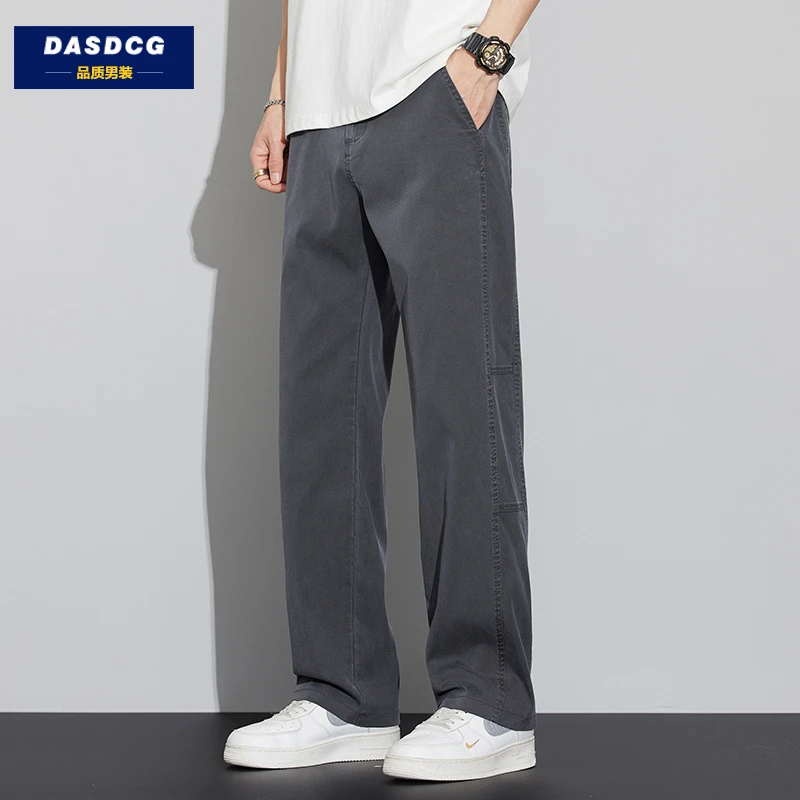 2025新款莱赛尔天丝休闲裤男夏季薄款宽松直筒美式潮牌渐变长裤子