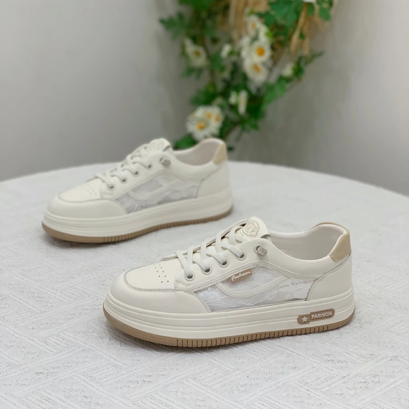 2025夏平底显脚小休闲板鞋女新款网面学生爆款松紧带一脚蹬小白鞋