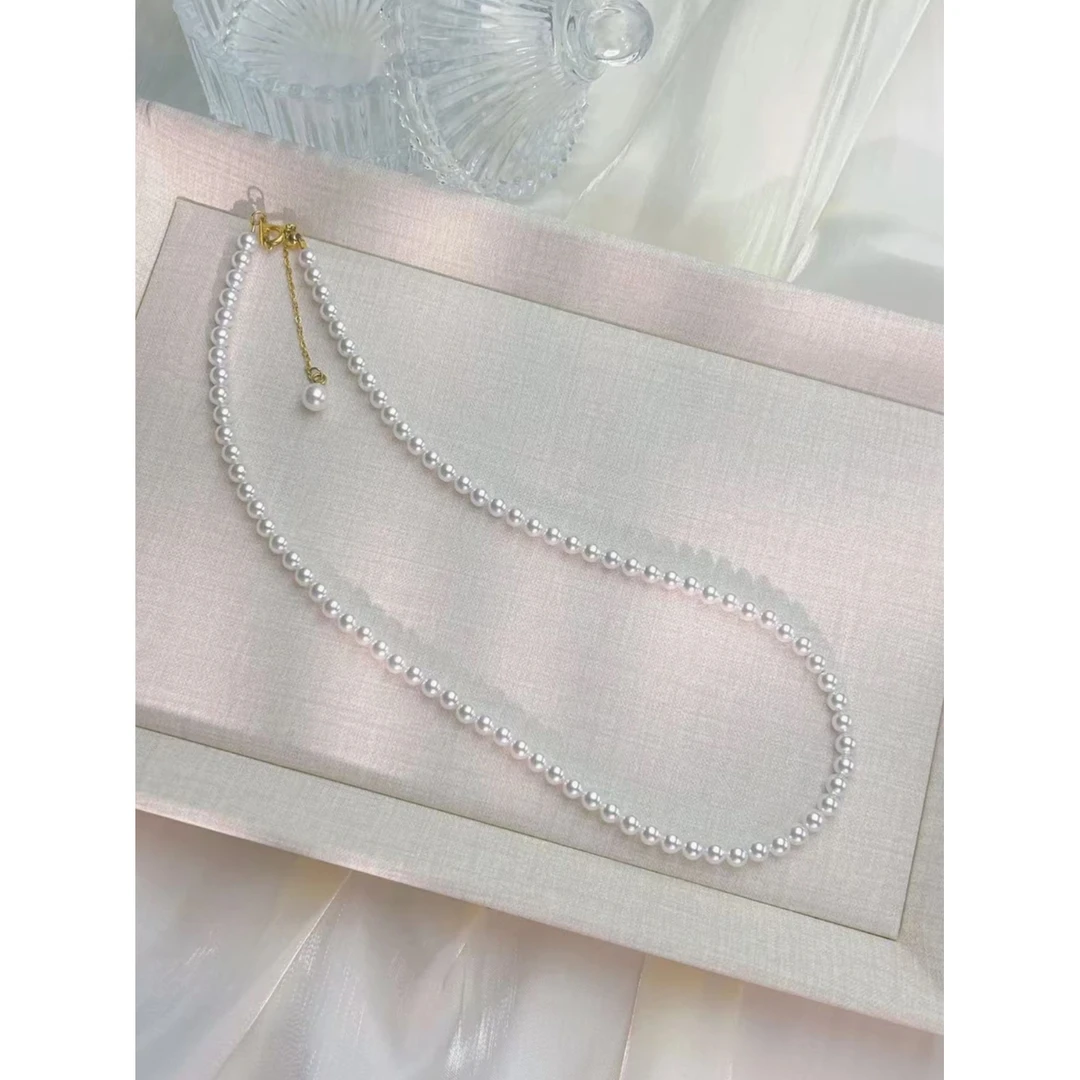 小米珠项链3-5mm正圆无暇+5cm延长链