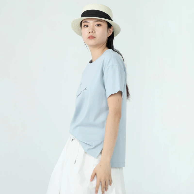 子渊女装瑕疵品简约休闲百搭时尚宽松纯棉纯色圆领t恤15322125