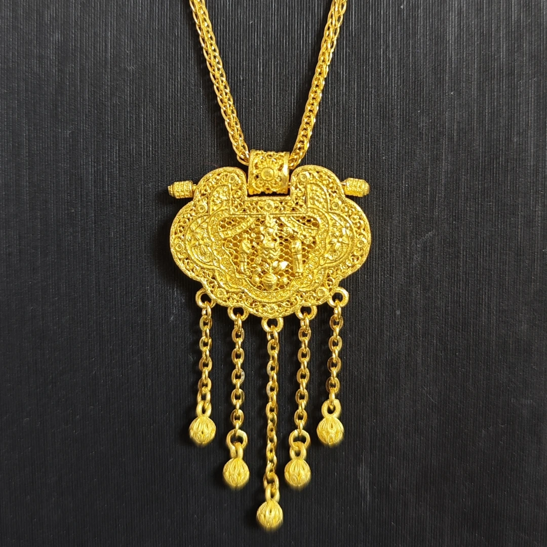 【天子门生套链】足金999复古大气龙凤金锁国潮新中式水贝黄金直播