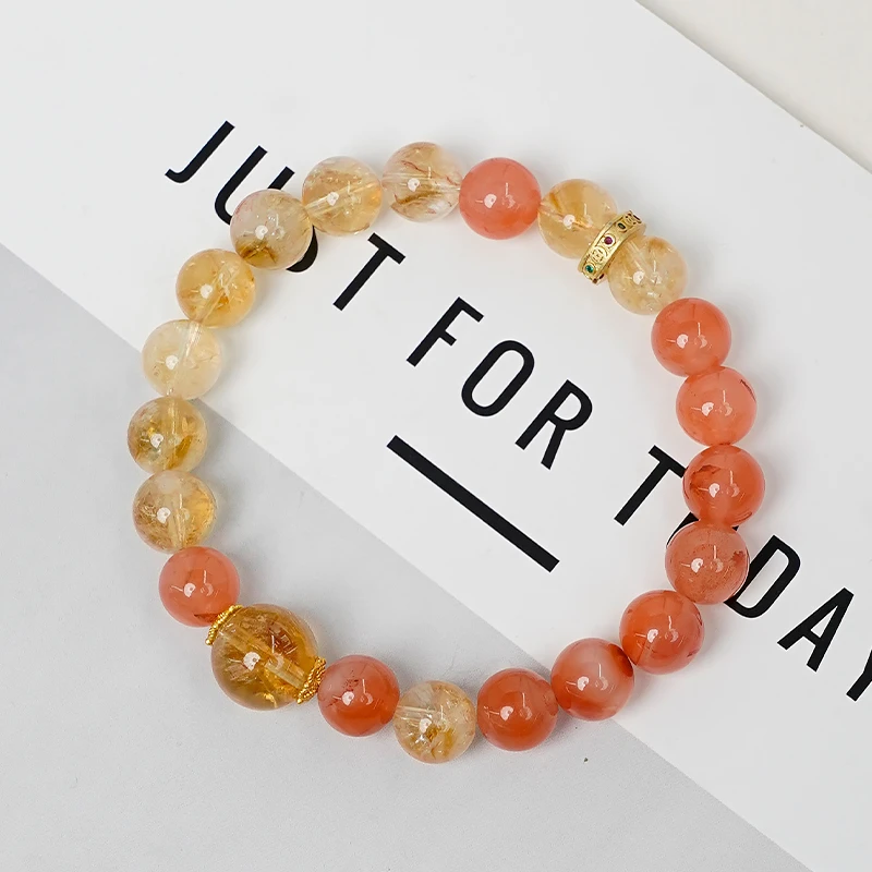 原创小众设计天然南红玛瑙黄塔晶女手串手链多样性发一-9210