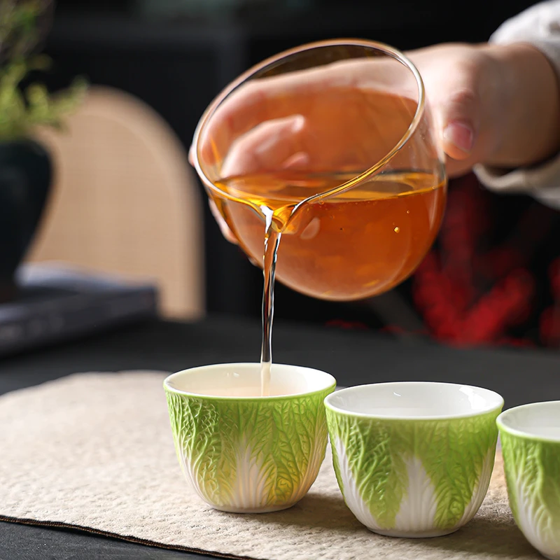 百财羊脂玉瓷白菜功夫茶具家用会客创意中式高档主人杯茶杯品茗杯