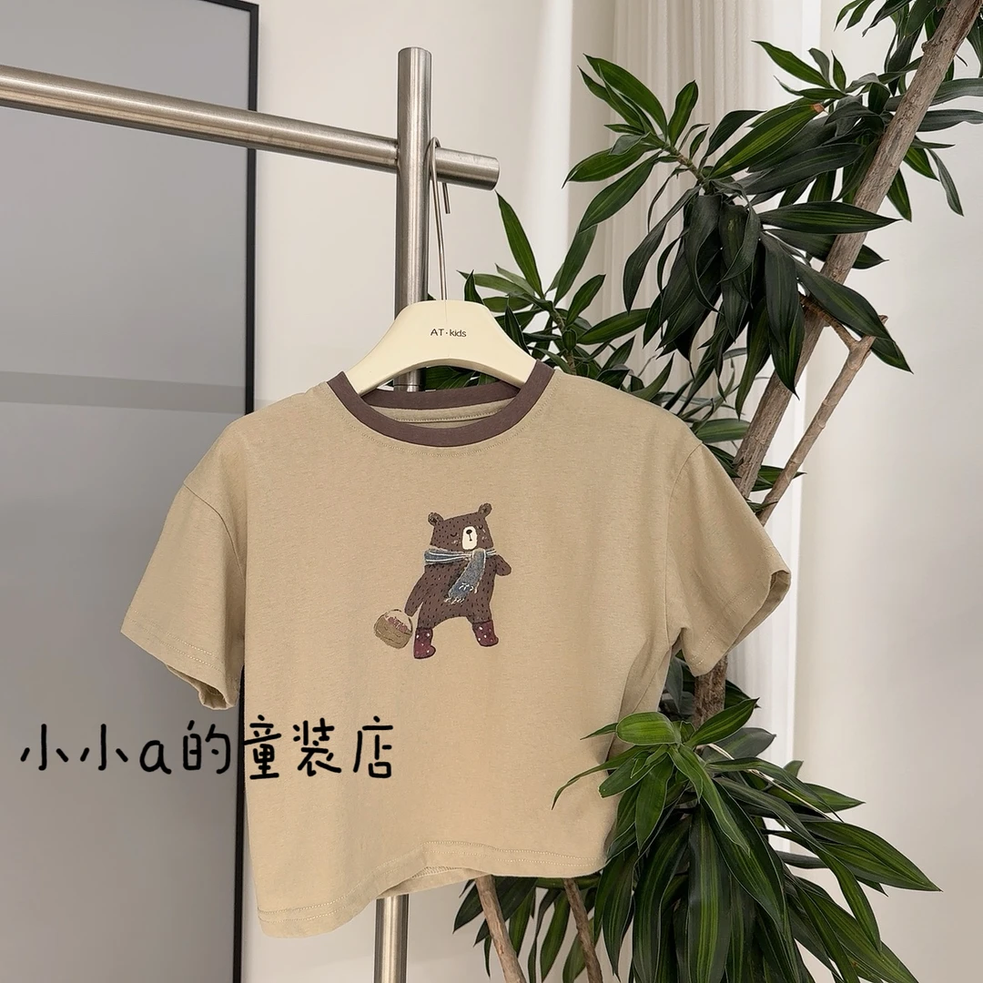 夏款儿童短袖T恤男童女童韩版卡通休闲上衣宝宝森系宽松上衣百搭3