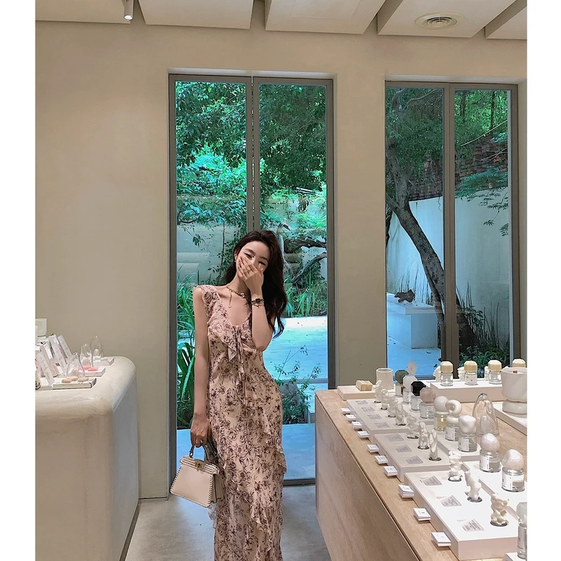 Lilylikes Floral度假裙 定制人丝印花料浪漫女人味吊带短裙/长裙