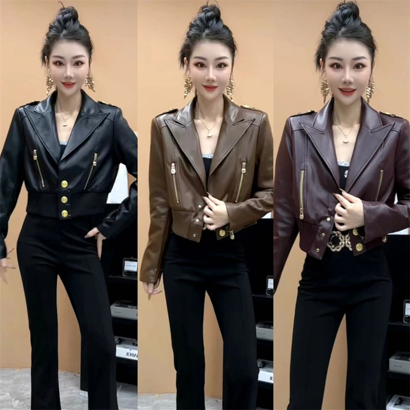 高级感pu皮衣外套春季新款设计感短款气质机车服夹克