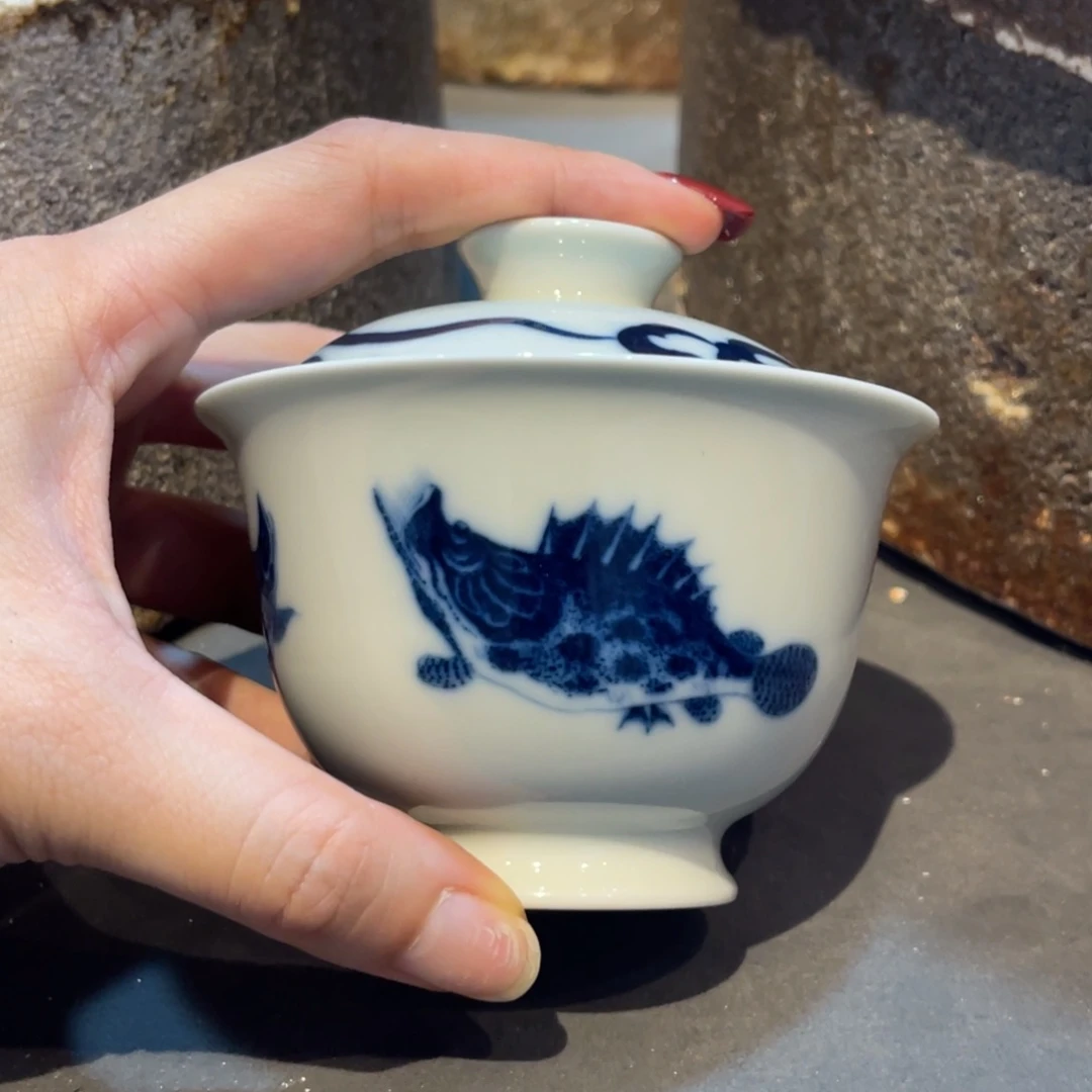 盖碗钟家窑 八卦鱼盖碗