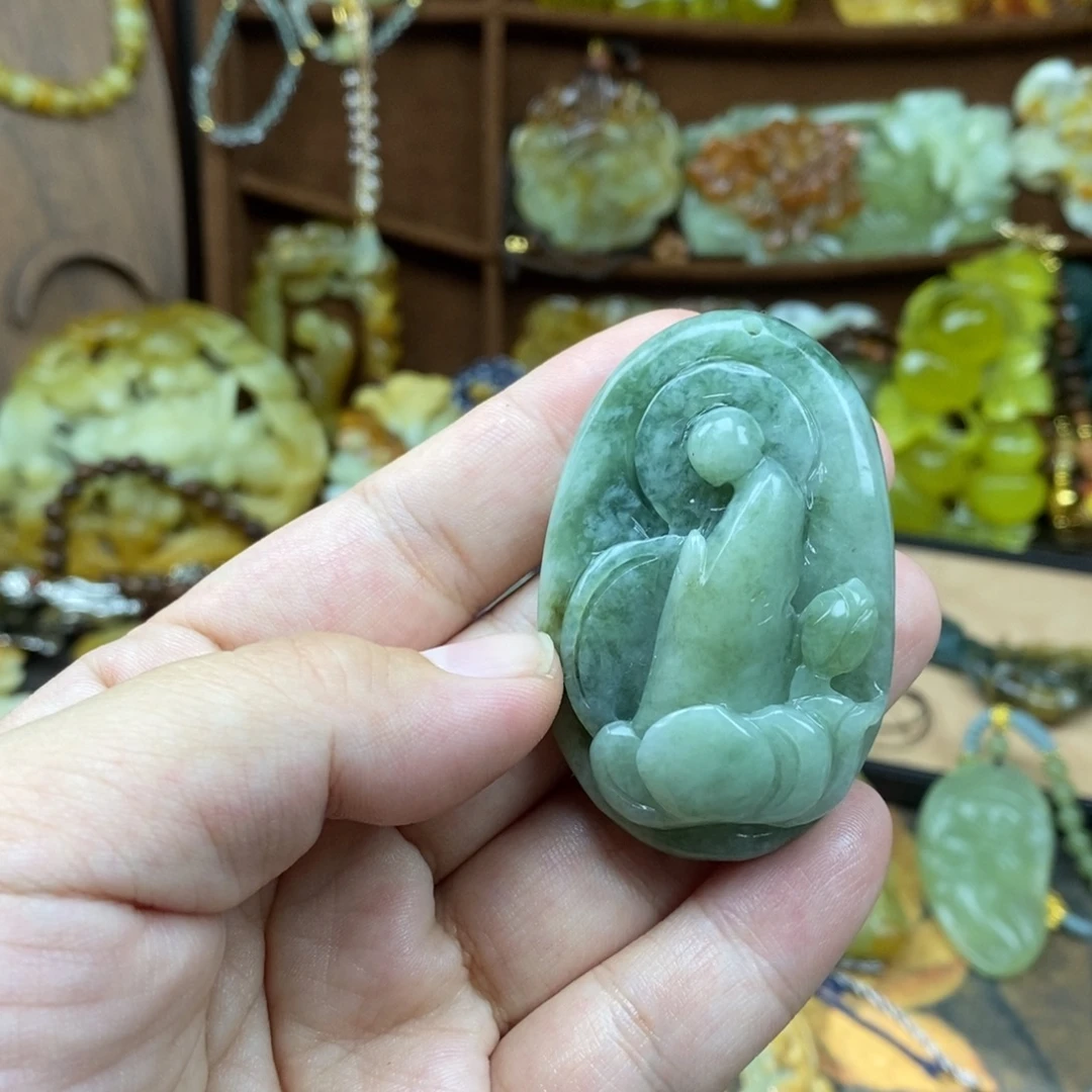 蛇纹石玉未镶嵌吊坠(赠链)