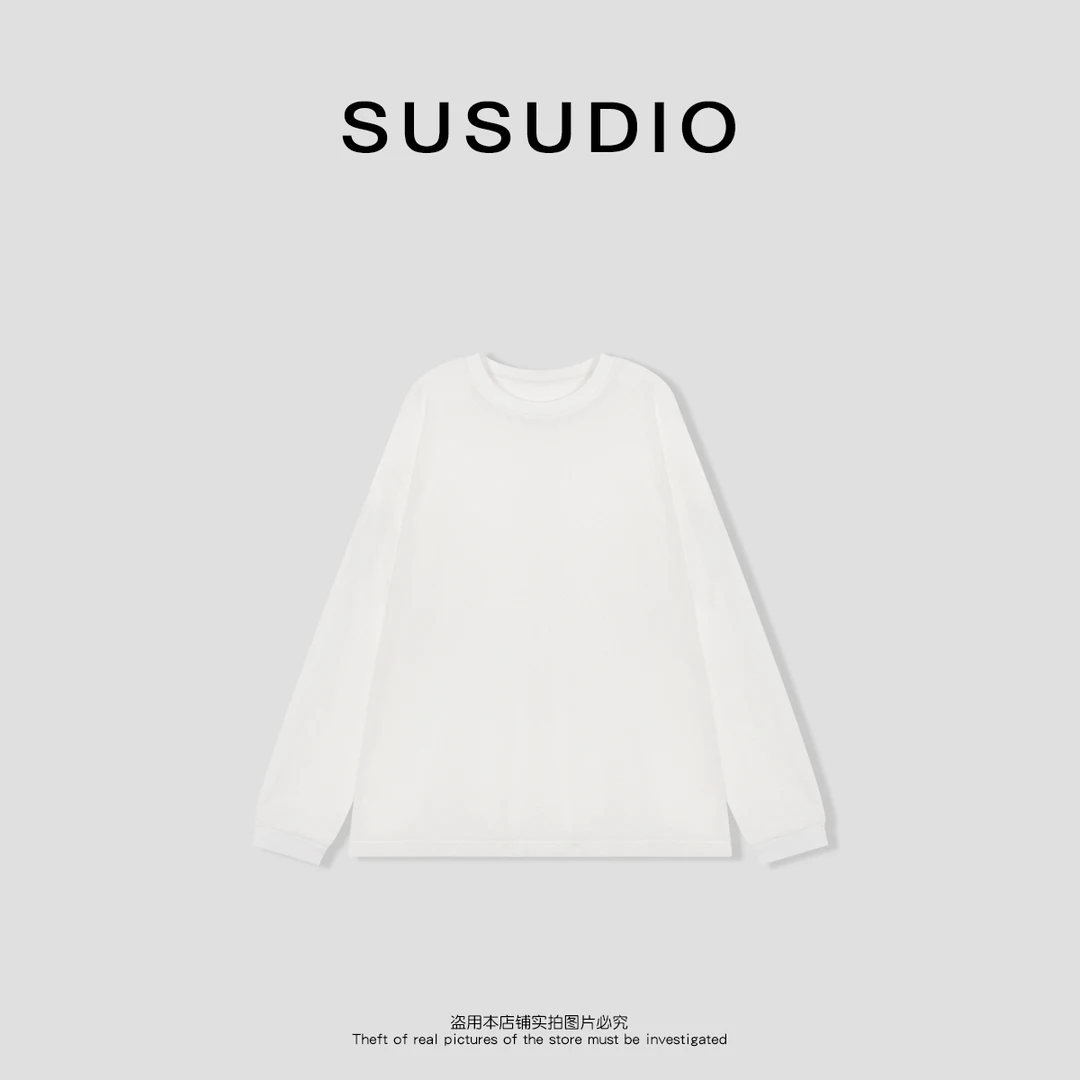 SUSUDIO 莱塞尔 圆领舒适宽松慵懒松弛薄款上衣T恤  10644