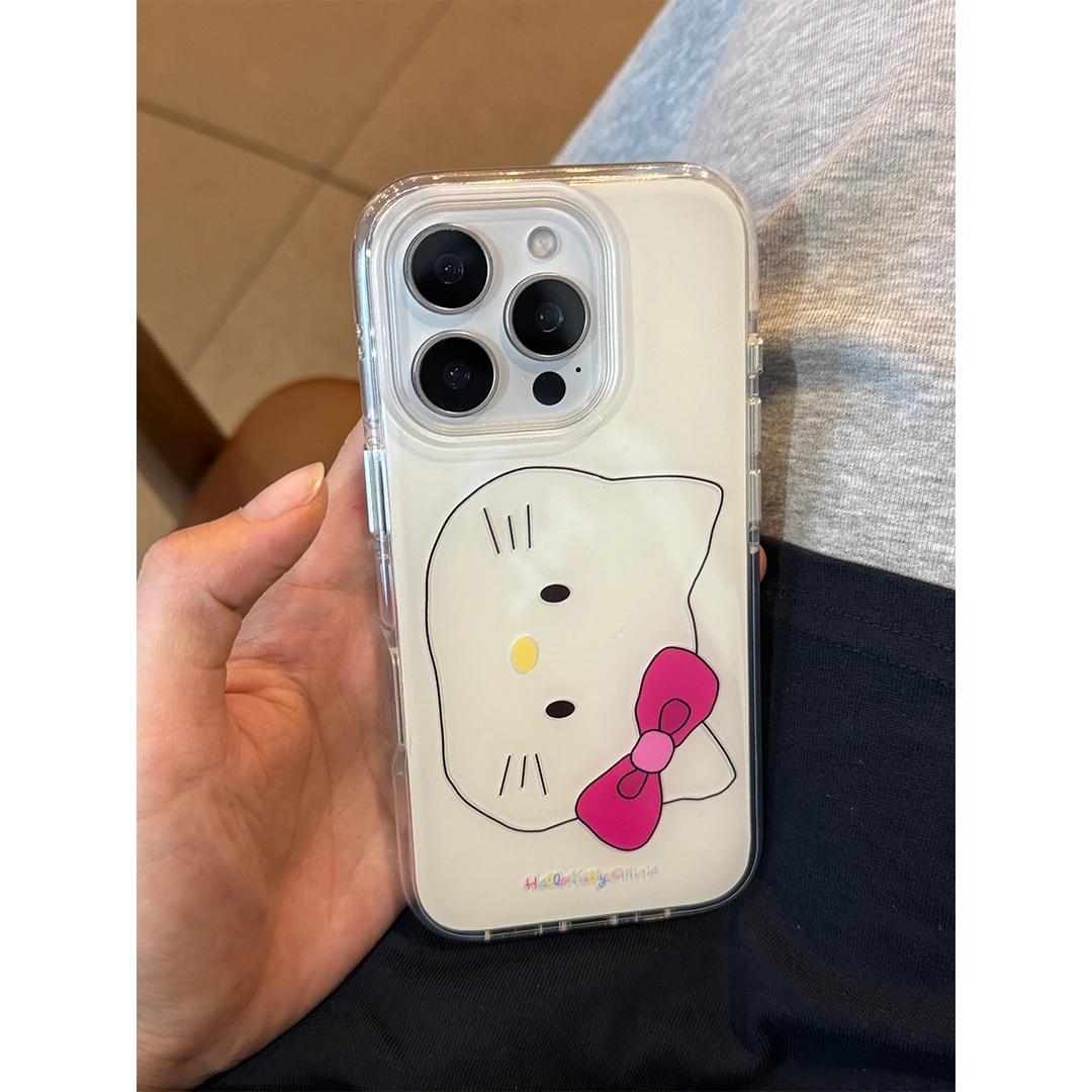 适用苹果16手机壳iPhone15/14promax线条大脸kt猫卡通手机保护壳