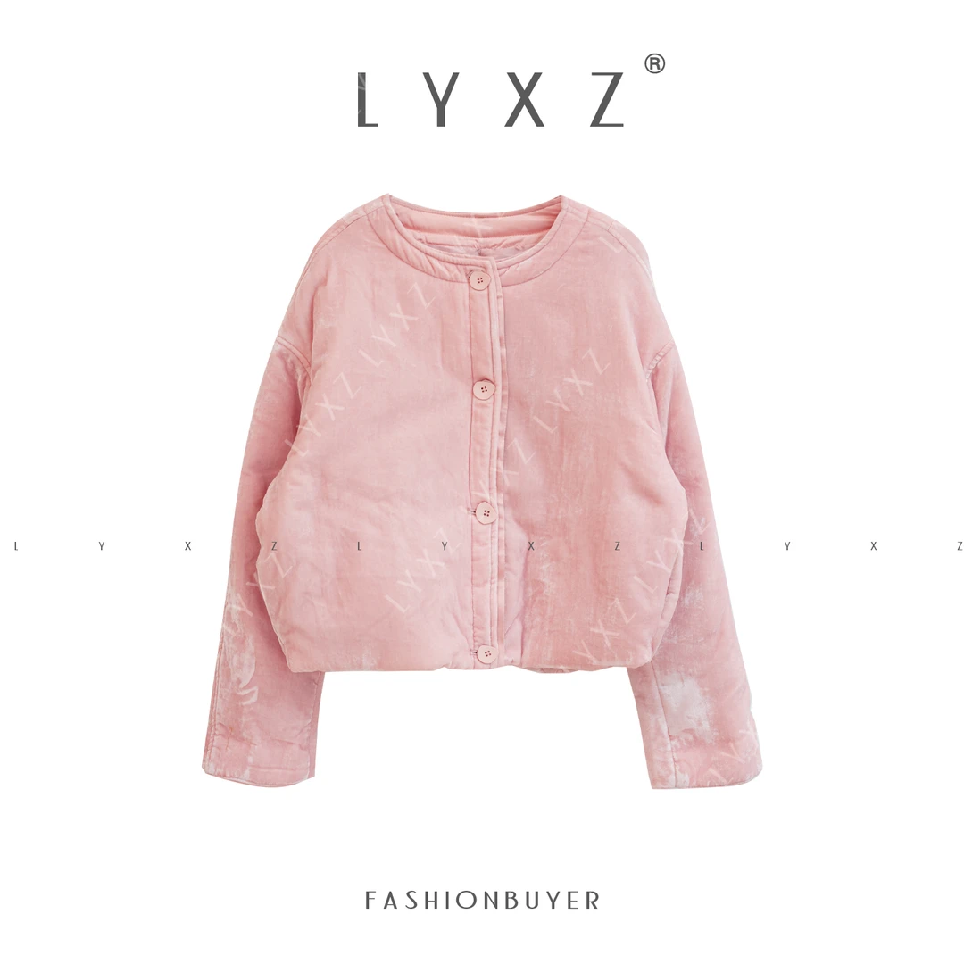 LYXZ x 大小与【次年京雪】冬季新款气质款圆领丝绒棉衣外套81373