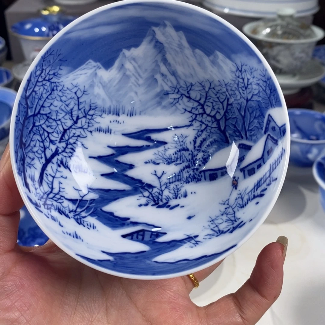 青花雪景主人杯杯