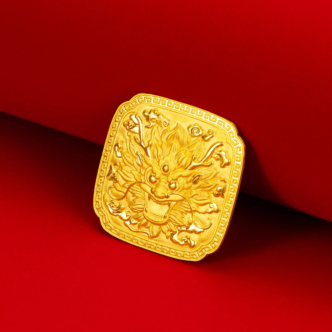 百德金足金9999金龙献瑞国黄金金币潮精美时尚双面个性情侣礼物