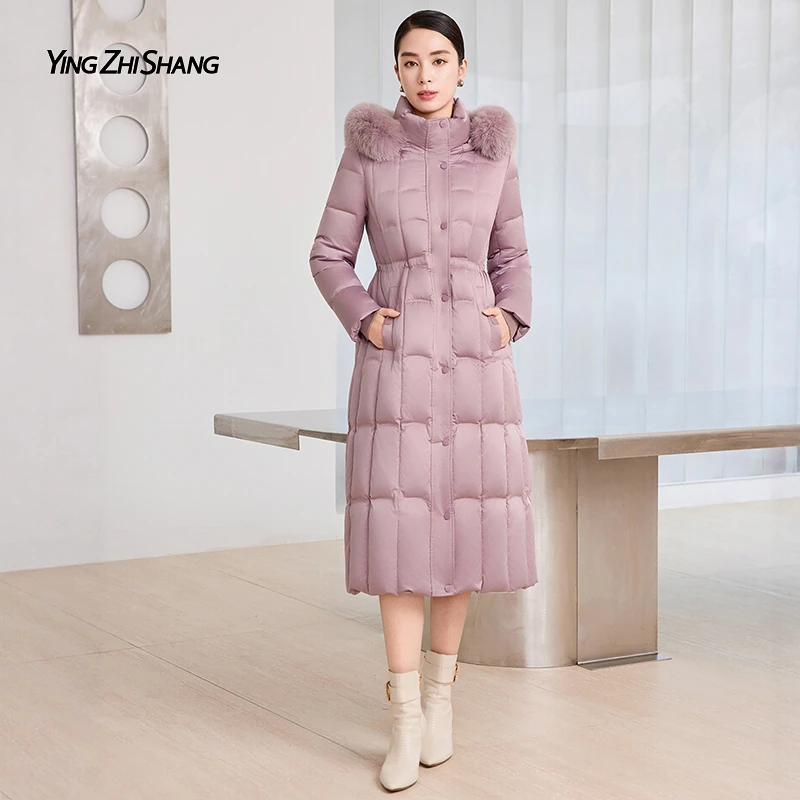 赢智尚2025秋冬新款薰衣草紫色可拆卸毛领精致保暖膝下ZR00150