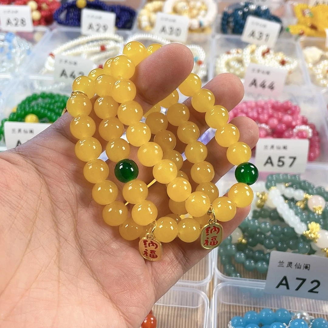 檀香木手串银S925镀金镶嵌