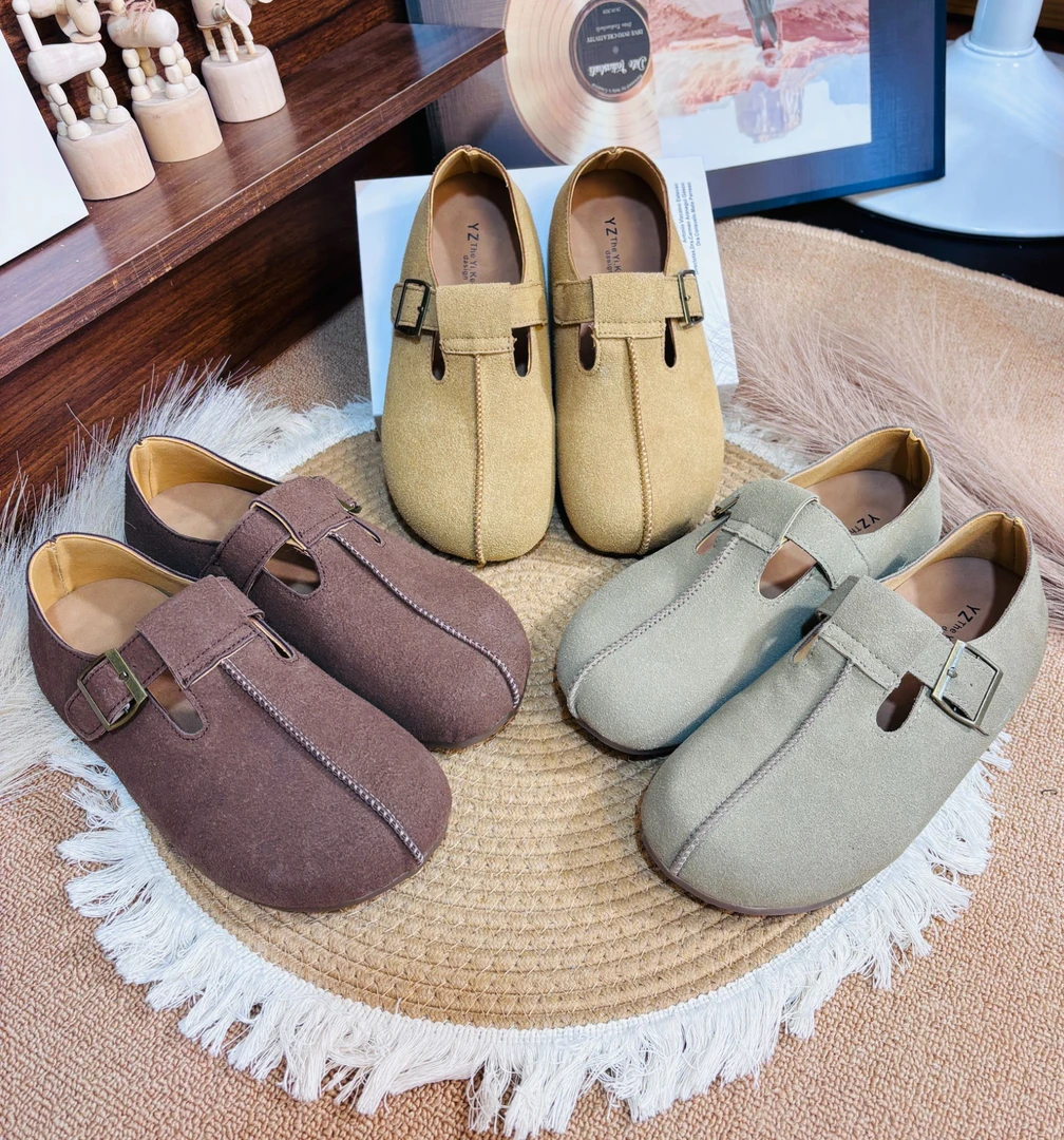 【乐芙兰】内增高勃肯鞋3cm拼色秋季单鞋豆豆鞋皮鞋软底