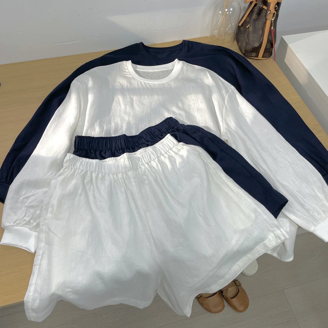 6035【都市漫游者】慵懒时尚潮流女藏蓝色防晒两件套一整套ootd搭配