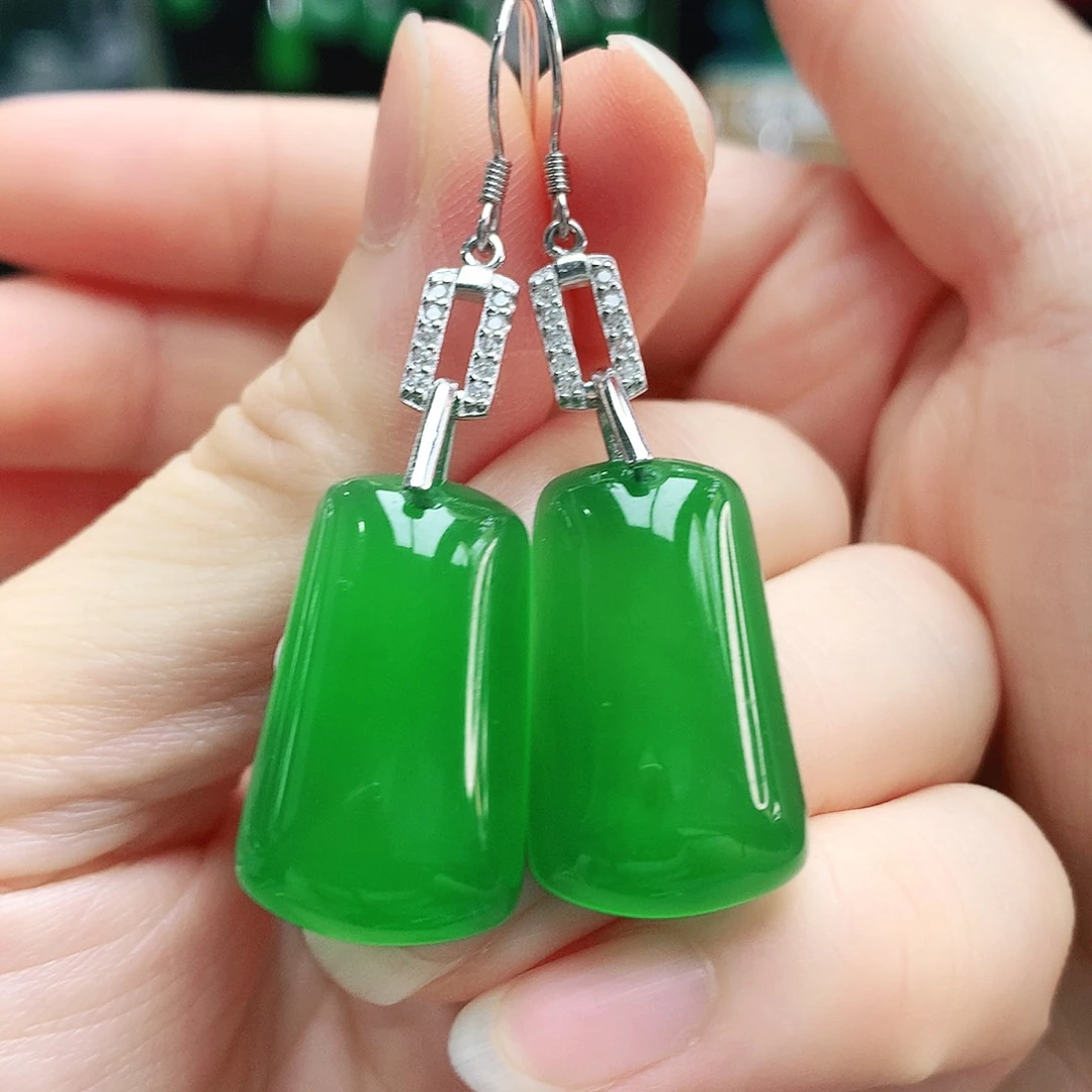 玛瑙/玉髓耳钉银S925镶嵌